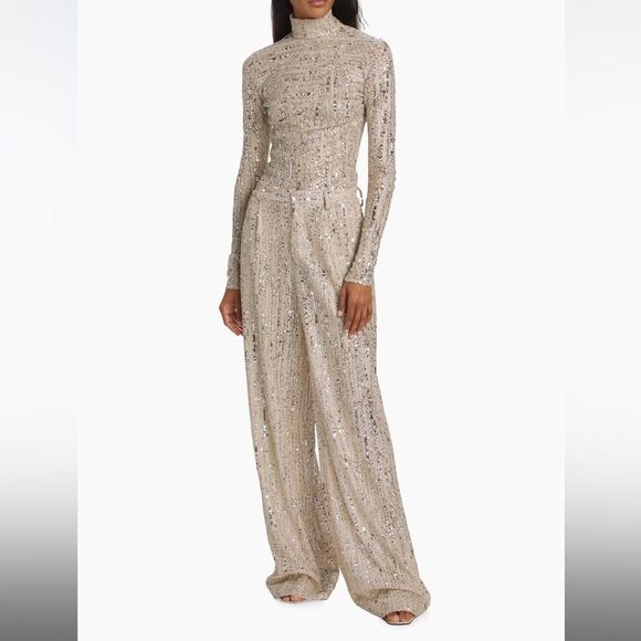 Aknvas Tate Sequined Wide-Leg Trousers Size 6 - Picture 11 of 11